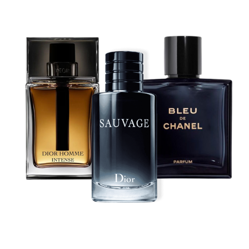 Paquete de 3 perfumes: Sauvage Dior, Bleu de Chanel, Dior Homme Intense (Eau de Parfum)